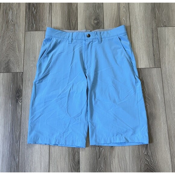 Adidas Flat Front Athletic Golf Shorts Size 28” Powder Blue Polyester/Spandex - Picture 1 of 8